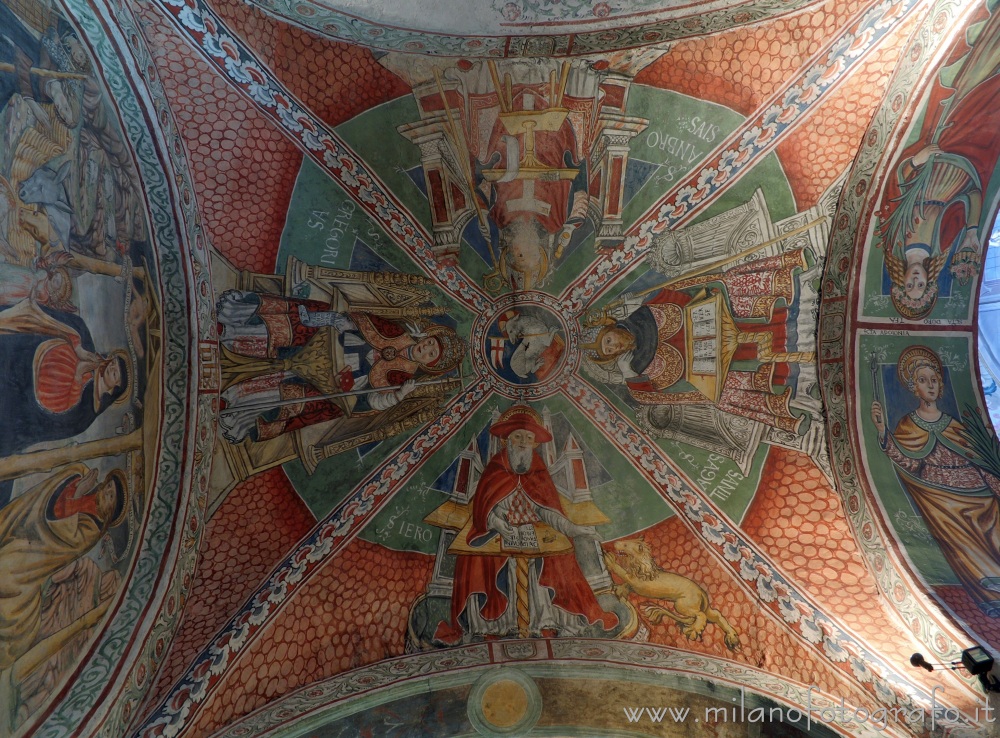 Orta San Giulio (Novara, Italy) - Doctors of the Church on the vault of the third right span of the Basilica of San Giulio